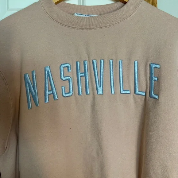 Nashville Embroidered Pink & Blue Crewneck Sweatshirt - Picture 3 of 4